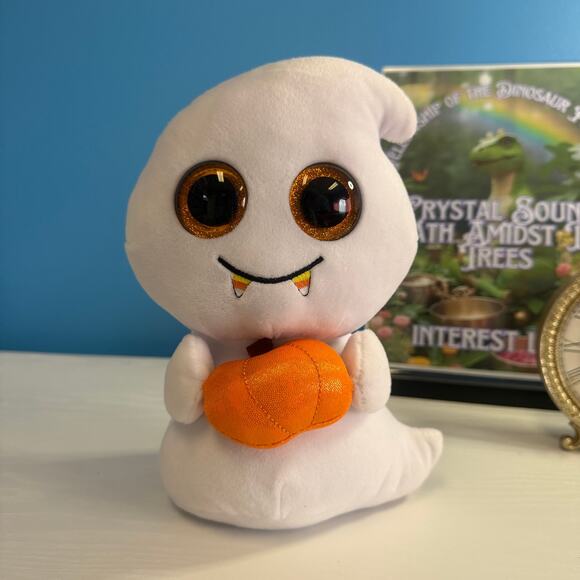 TY Beanie Boo “Scream” Ghost Plush – 9” Halloween Boo w/ Pumpkin – EUC - Picture 1 of 6